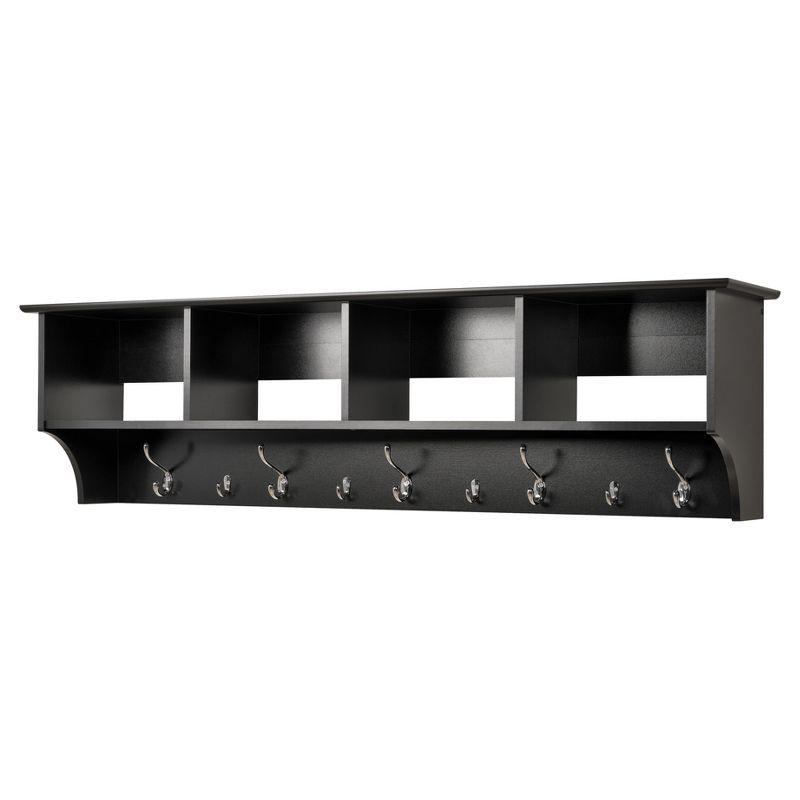 Douglas Entryway Hanging Shelf: Prepac Wall Organizer with Storage & Coat Hooks - 60" Wide