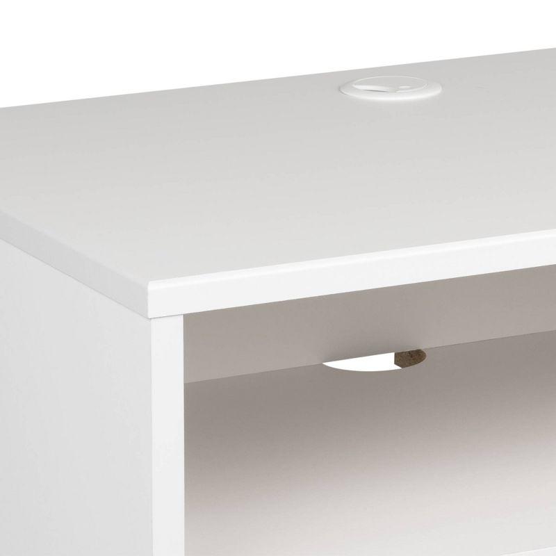 Sleek White Floating Nightstand with Drawer and Cord Management