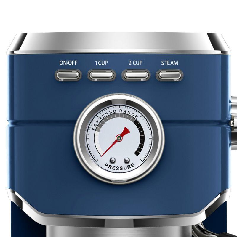 Sapphire Blue Semi-Automatic Espresso Machine with Steam Wand