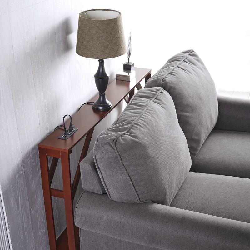 The Lakeside Collection Skinny Sofa Table with Outlet - Walnut