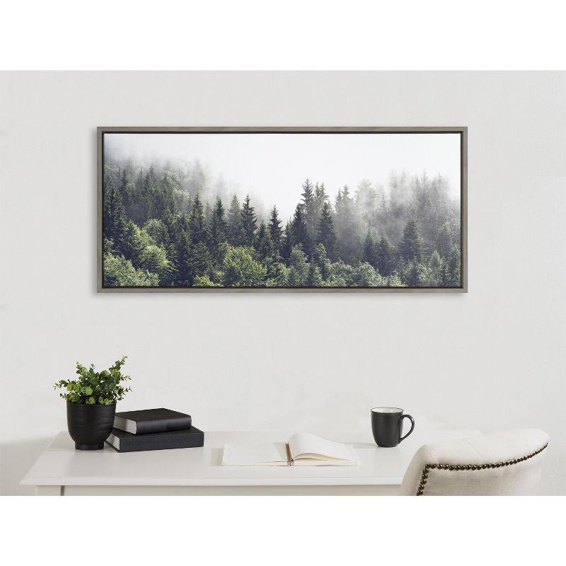 Kate and Laurel Sylvie Lush Green Forest On A Foggy Day Framed Canvas by The Creative Bunch Studio