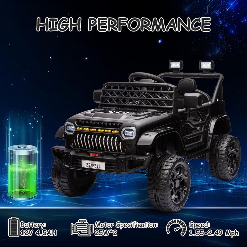 12V Ride On Car for Kids, Electric Vehicle Toddles, Battery Powered Truck Car Toy with RC, LED, Music, 4-Wheel Suspension