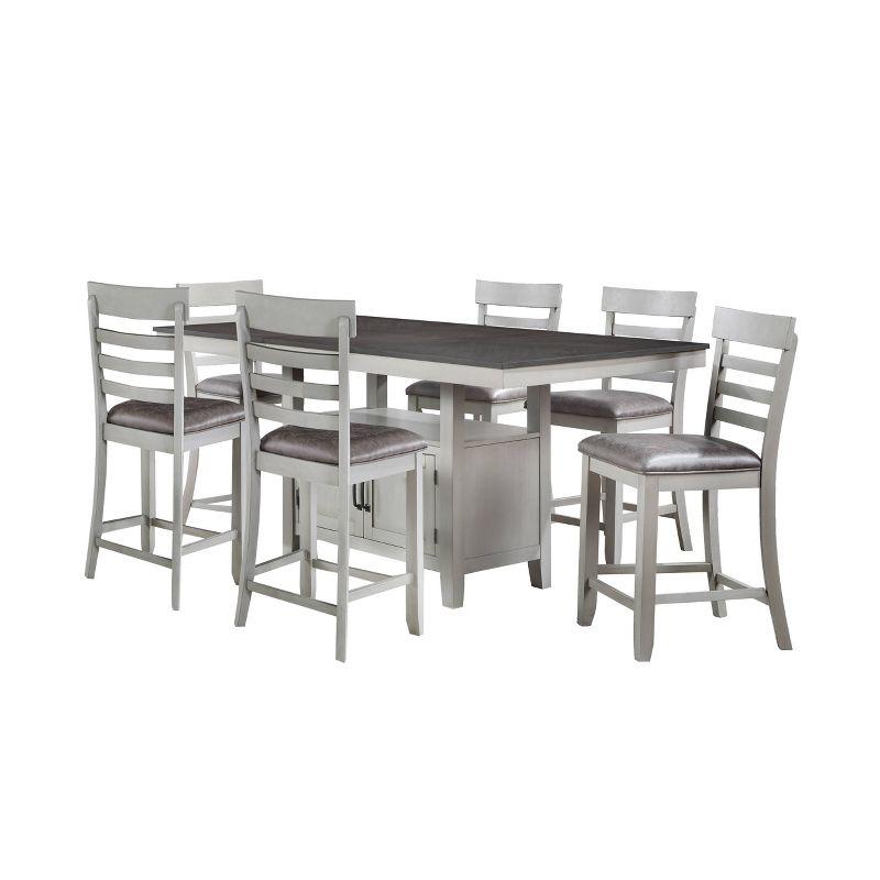 Hyland Stone Gray and Charcoal 7-Piece Counter-Height Dining Set