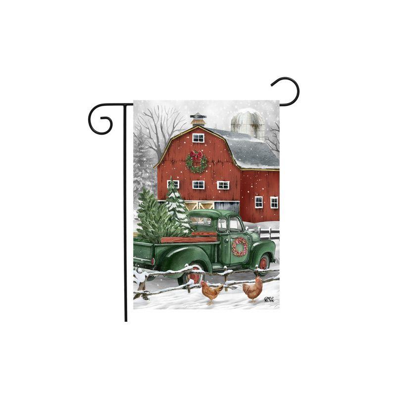 Christmas Farm Scene Polyester Garden Flag 18" x 12.5"