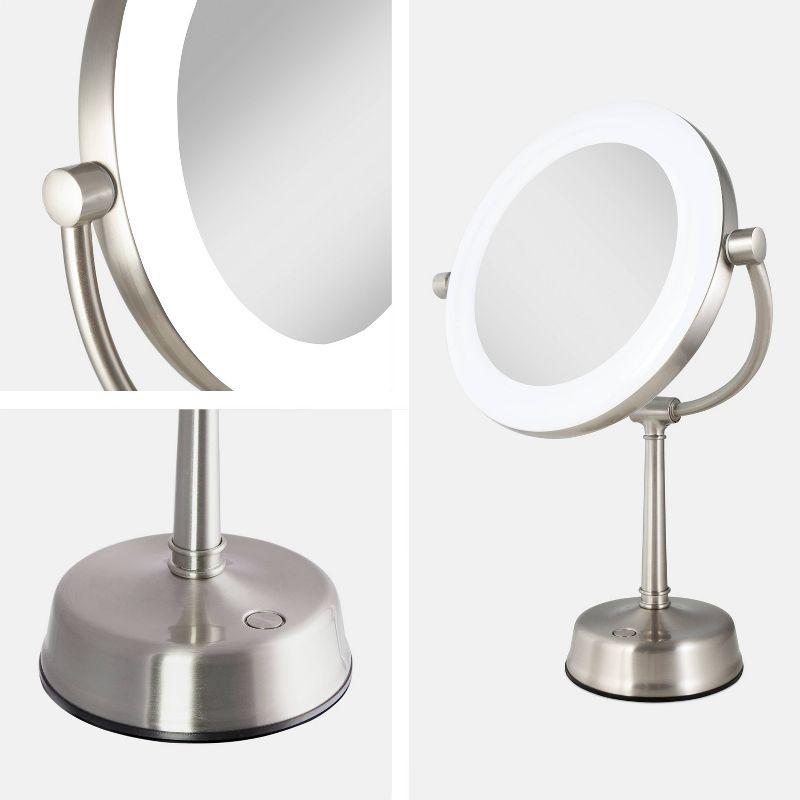 Customizable Sunlight LED Lighted Vanity Mirror - Zadro: 10x Magnifying, Round Shape, Metal & Glass Construction