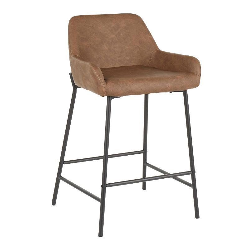 Set of 2 Daniella Industrial Counter Height Barstool Espresso: LumiSource, Faux Leather, Metal Frame, 250lb Capacity