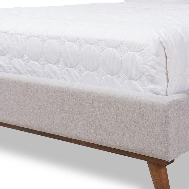 Valencia Mid Modern Fabric Platform Full Bed Gray - Baxton Studio: Upholstered Headboard, Tapered Legs