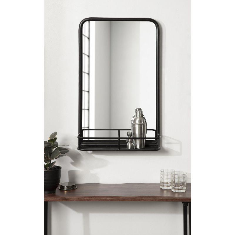 Kate and Laurel Estero Metal Framed Radius Rectangle Wall Mirror with Shelf