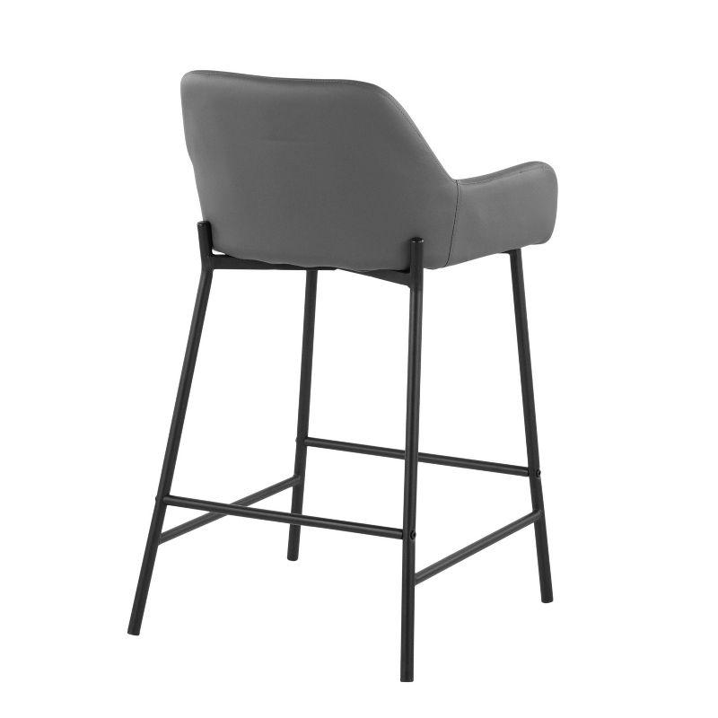 Set of 2 Daniella Metal/Faux Leather Counter Height Barstools Black/Gray - LumiSource: Padded, Modern Design, 250lb Capacity