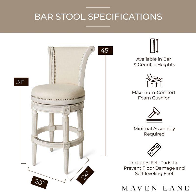 White Oak Swivel Upholstered Bar Stools with Nailhead Trim, Set of 3