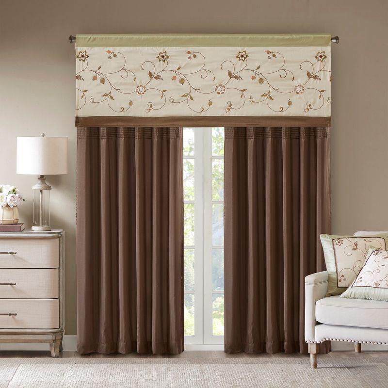 Madison Park Serene Floral Embroidered 50'' W Single Window Valance