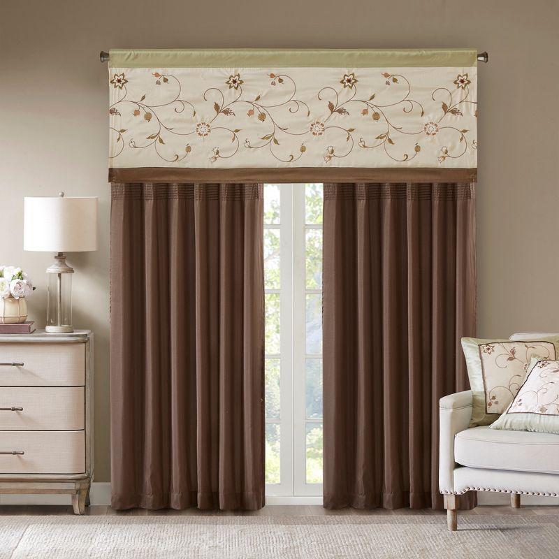 Serene Floral Embroidered 50'' W Window Valance