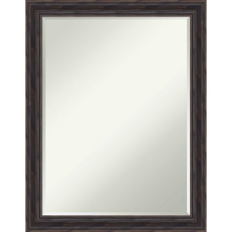 Rustic Pine Black Narrow Bevel Wood Bathroom Vanity Mirror