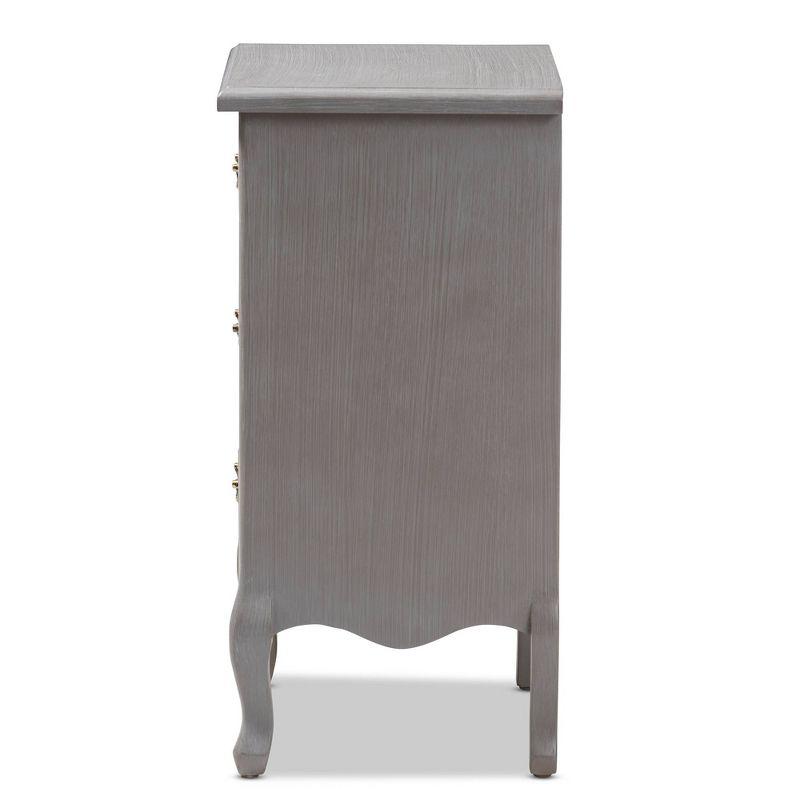 3 Drawer Capucine Finished Wood Nightstand Gray - Baxton Studio