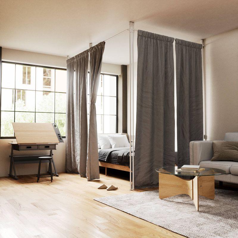 36"-66" Umbra Anywhere Curtain Rod White: Tension Mount, Metal, Smooth Finish, 5-Year Warranty, 15 lb Capacity