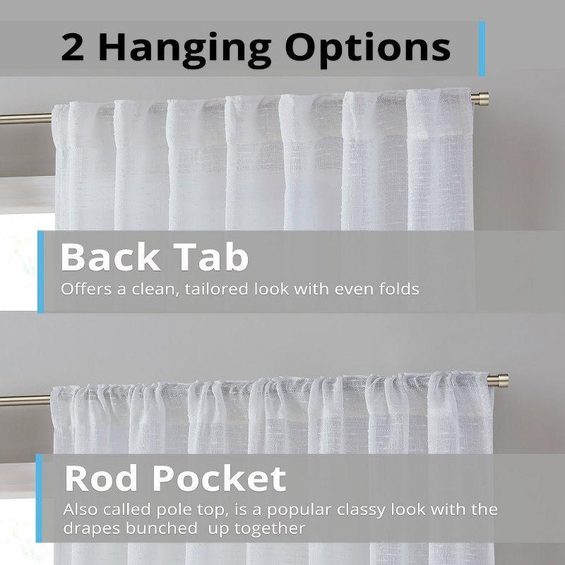 HLC.ME Emily Faux Linen Semi Sheer Light Filtering Back Tab Pocket Lightweight Window Curtains Drapery, 2 Panels - Beige, 54 W x 96 L