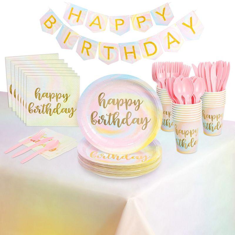 147-Piece Pastel Tie Dye Birthday Party Supplies Set