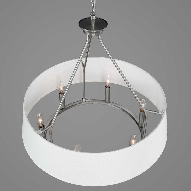 Progress Lighting Cherish 6-Light Chandelier, Brushed Nickel, Summer Linen Shade