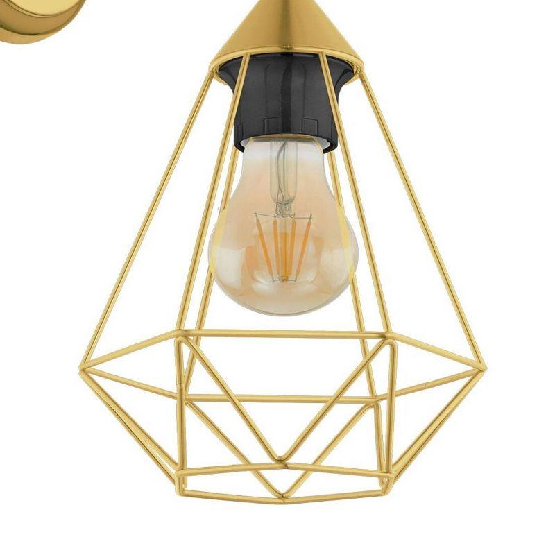 1-Light Tarbes Open Frame Geometric Wall Light Brushed Brass Finish - EGLO: ETL Listed, Adjustable, No Bulb Included