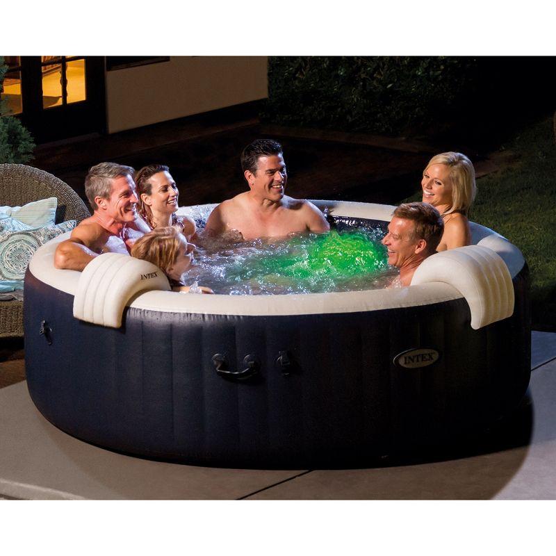 Intex 28431EP PureSpa Plus Portable Inflatable Hot Tub Bubble Jet Spa, 85 x 28", with Cup Holder and Tray Hot Tub Accessory, Tan (4 Pack)