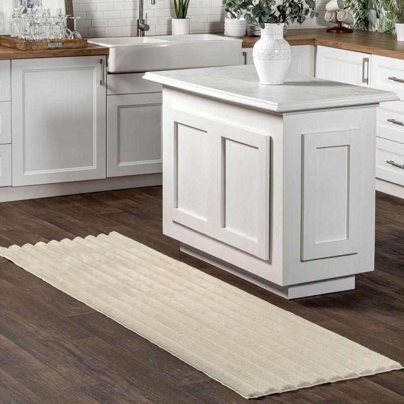 nuLOOM 2' x 6' Cozy Plush SuperiorWash Area Rug, Machine Washable, Non-Slip, Soft Fluffy Shag Carpet for Living Room Bedroom Nursery, Kai Beige