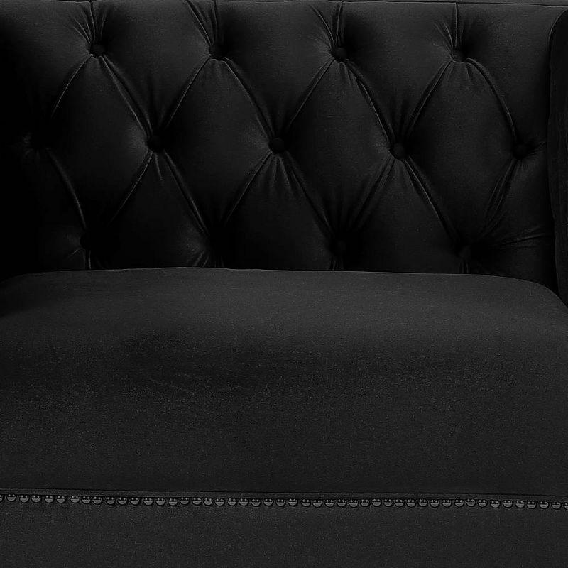 Black Velvet Tufted Recliner with Wood Frame