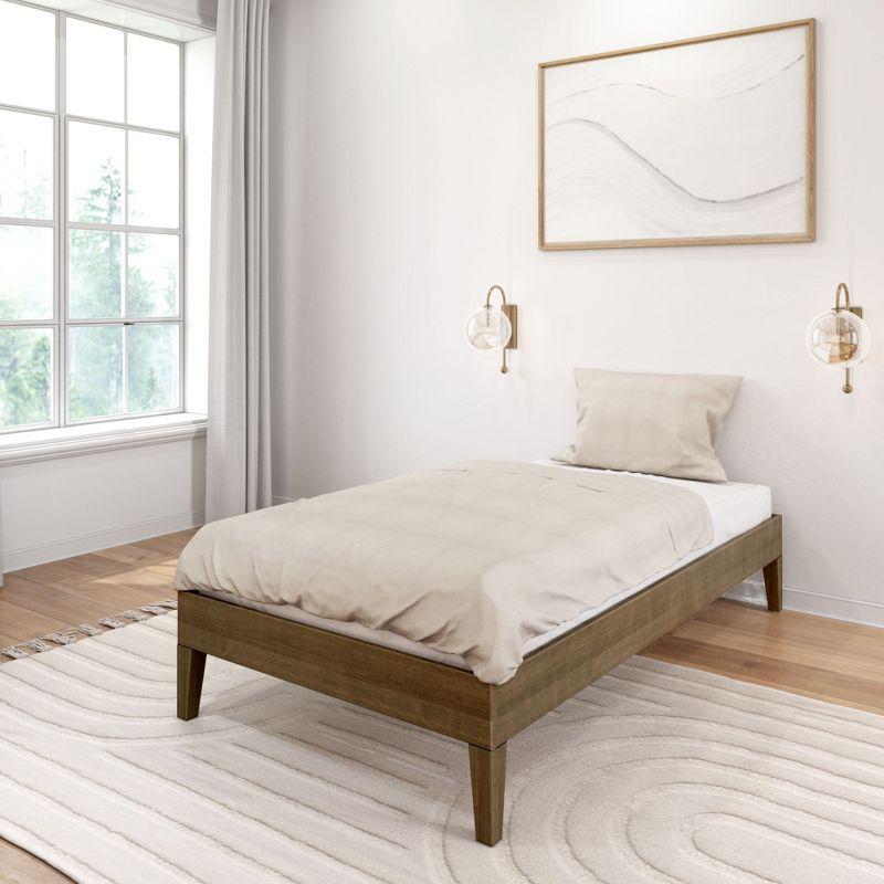 Plank+Beam Solid Wood Twin Size Platform Bed Frame, Matte Walnut