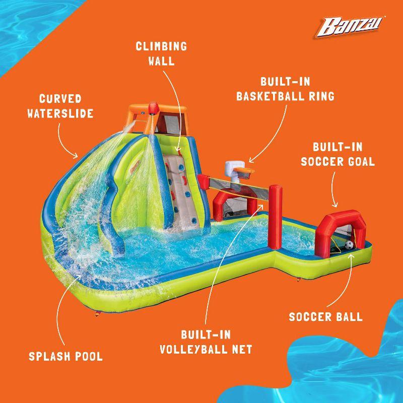 Banzai Banzai Aqua Sports Kids Inflatable Outdoor Backyard Water Slide Splash Park