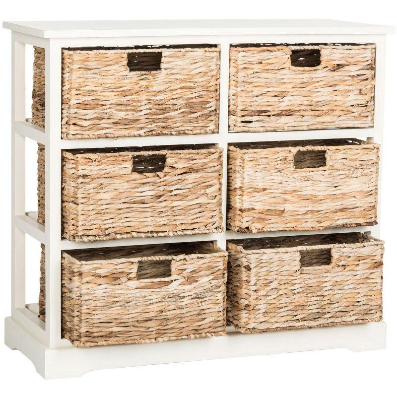 Keenan 6 Wicker Basket Storage Chest - Vintage White - Safavieh.
