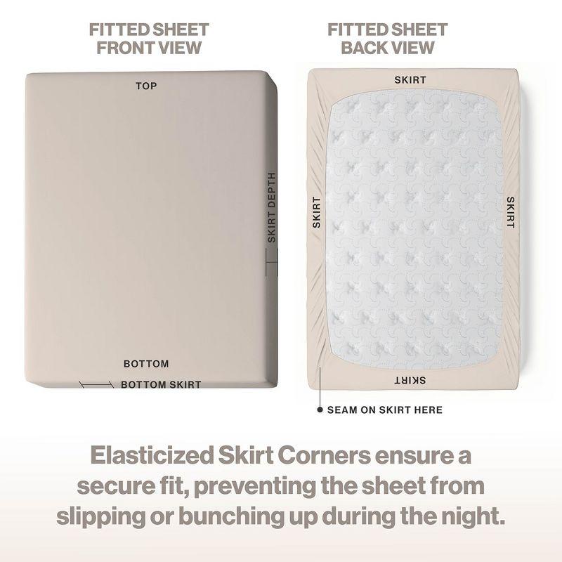 Superity Linen Twin XL Fitted Sheet - 100% Premium Cotton - 200 Thread Count - Beige