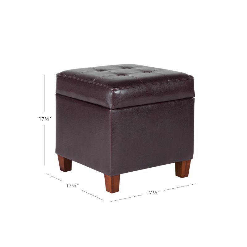 Square Tufted Faux Leather Storage Ottoman - HomePop