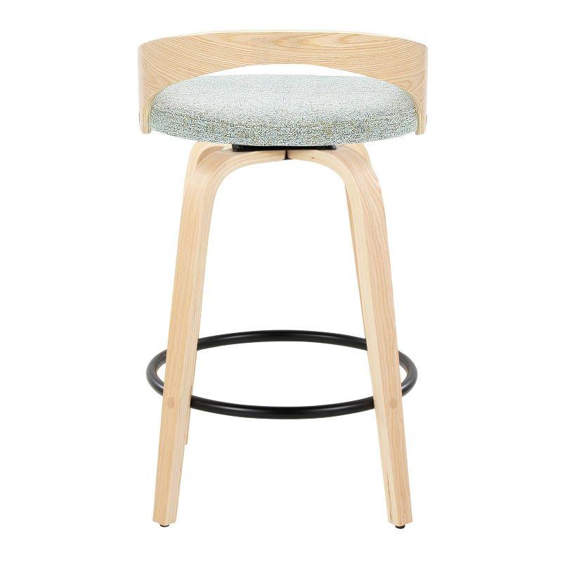 Set of 2 Grotto Counter Height Barstools: Swivel, Cushioned, Wood Legs - LumiSource