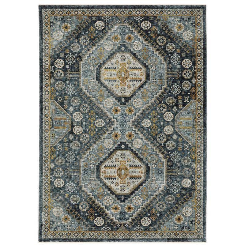 Oriental Weavers Aberdeen 7150B Blue/ Gold Indoor Area Rug - 5'3" x 7'6"