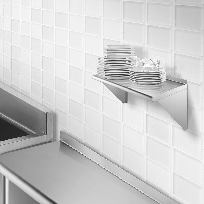 Stainless Steel 25.5" Wall Mount Shelf with Backsplash