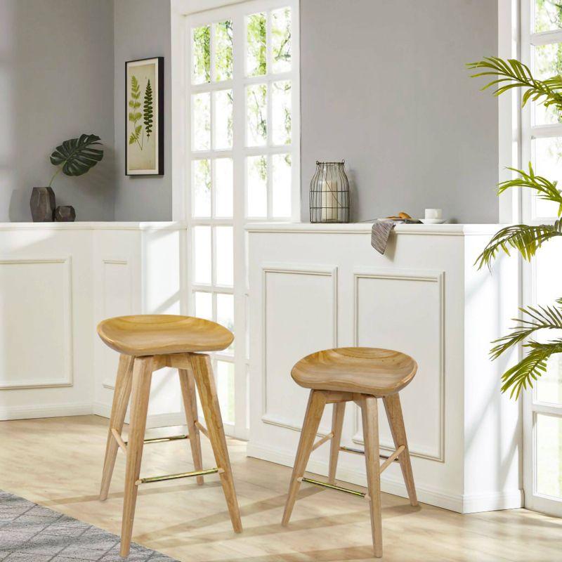 31" Bali Swivel Barstool Hardwood/Natural - Boraam: Contemporary, Backless, 300lb Capacity