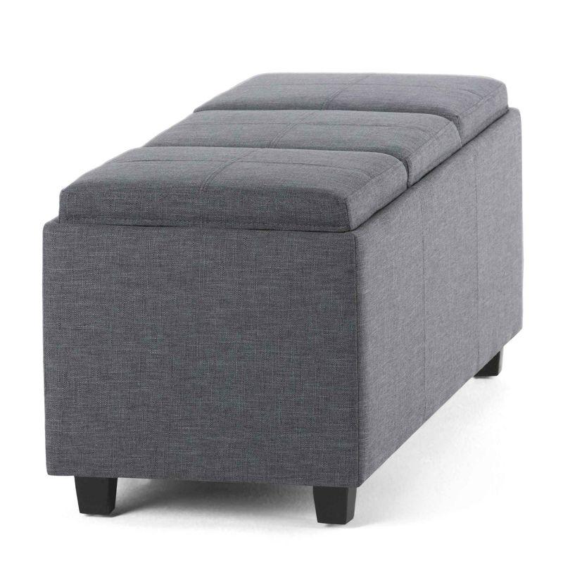 CAVINAS Linen Storage Ottoman Bench,Upholstered Ottoman with 3 Flip Over Serving Trays for Living Room,Bedroom,Slate Grey