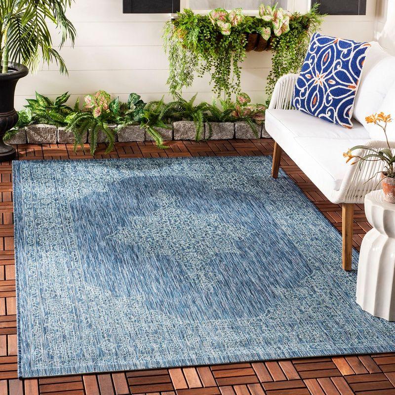 Courtyard CY8232 Power Loomed Indoor/Outdoor Area Rug - Navy/Ivory - 4'x5'7" - Safavieh.