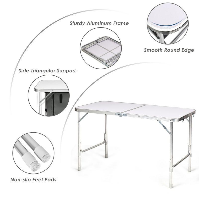 Costway Adjustable Camping Table Aluminum w/ Storage Organizer Grey