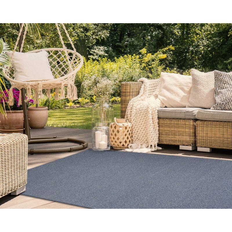 Navy Rectangular Reversible Synthetic Indoor/Outdoor Rug