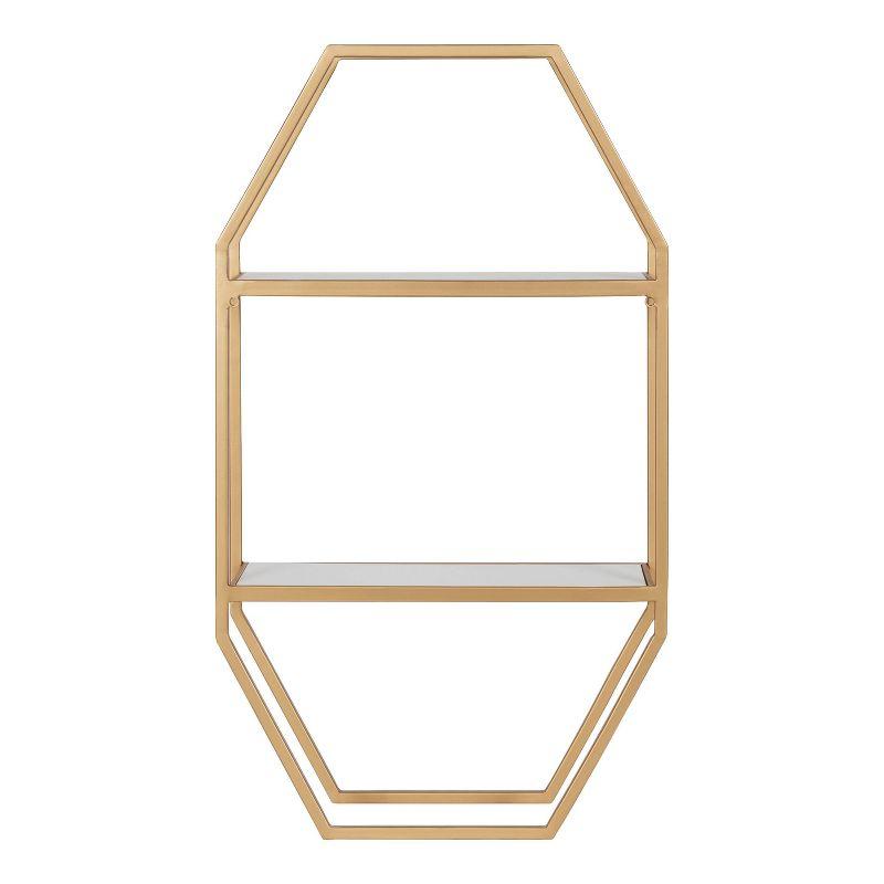 Adela White and Gold Geometric Wall Shelf