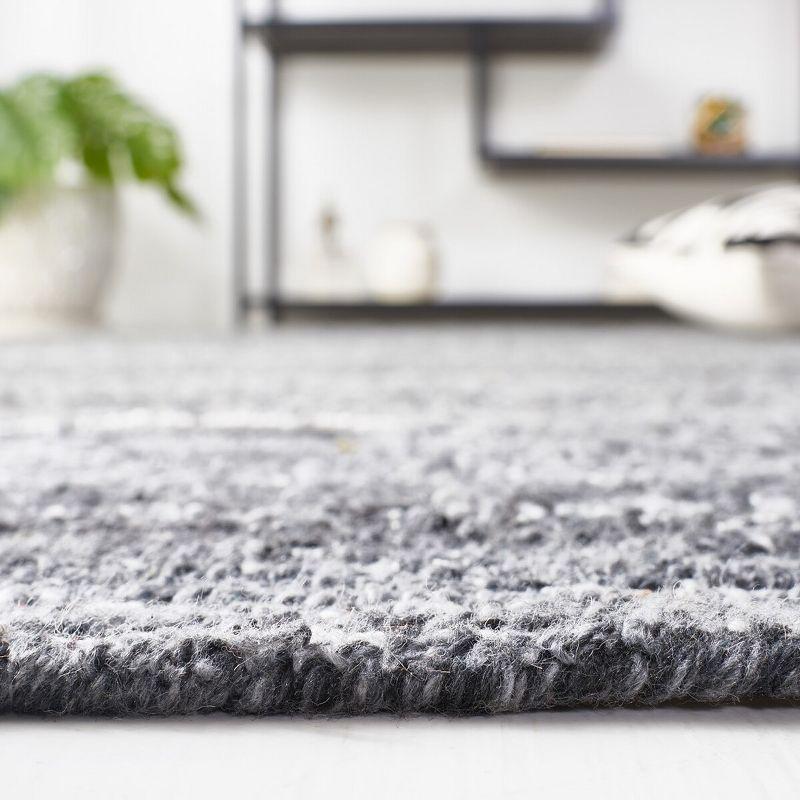 Elegant Dark Grey and Ivory Hand Tufted 6' Square Synthetic Rug