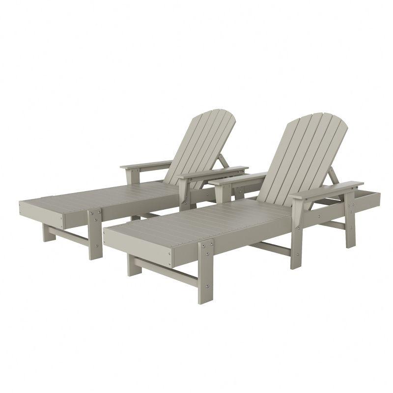 WestinTrends Dylan 2 Piece Adirondack Poly Reclining Chaise Lounge With Arms