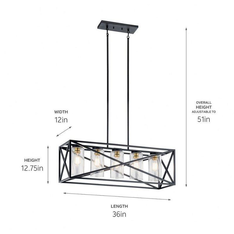 Moorgate 36" 5 Light Linear Chandelier with Clear Glass in Black and Brass