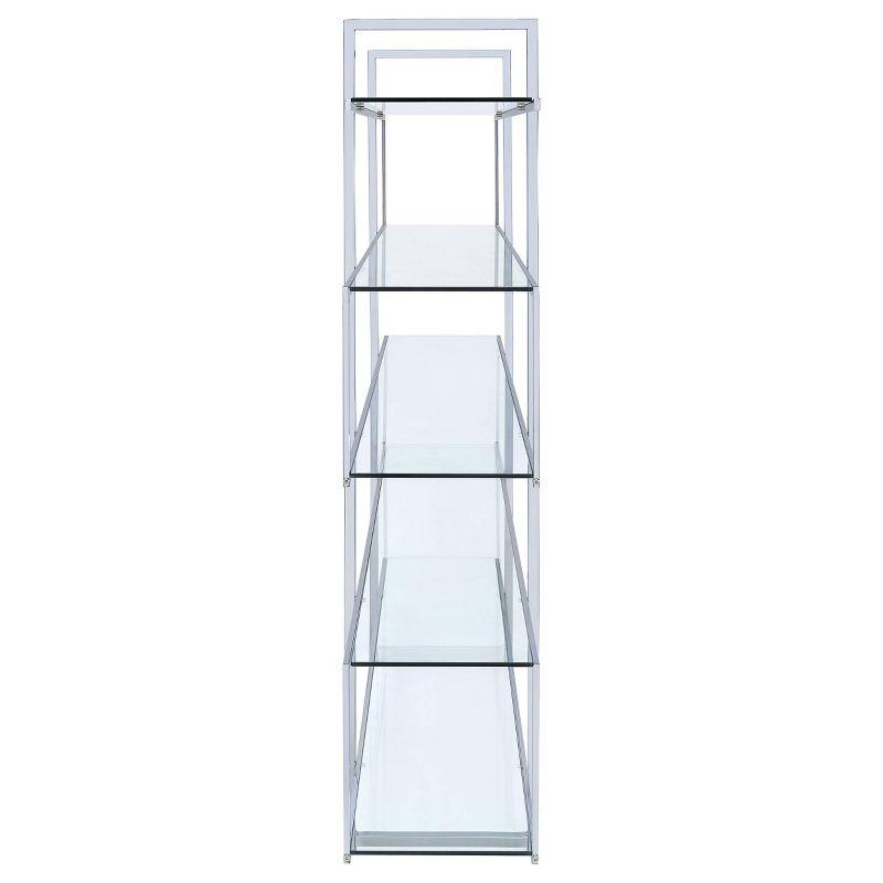 Chrome and Clear Glass 5-Tier Modern Bookcase