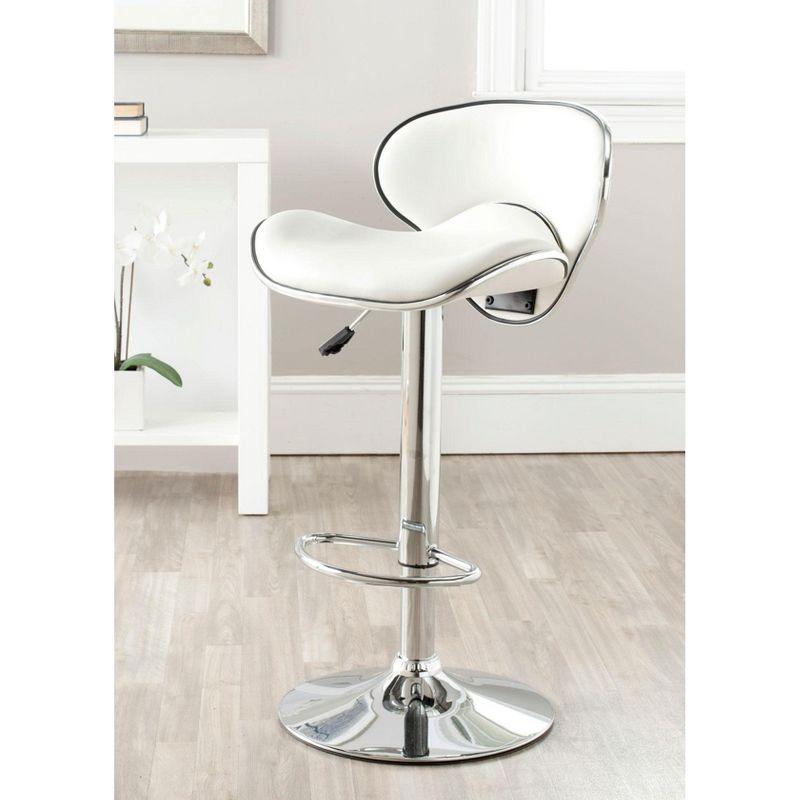 Transitional Chrome White Swivel Bar Stool with Adjustable Height