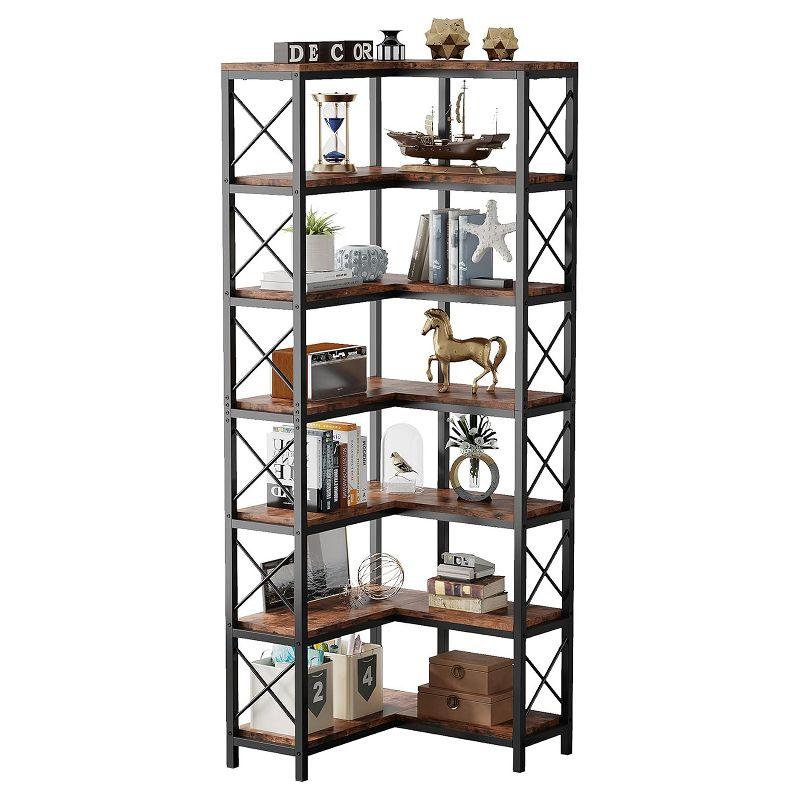 Hommoo 7-Tier Tall Corner Bookshelf