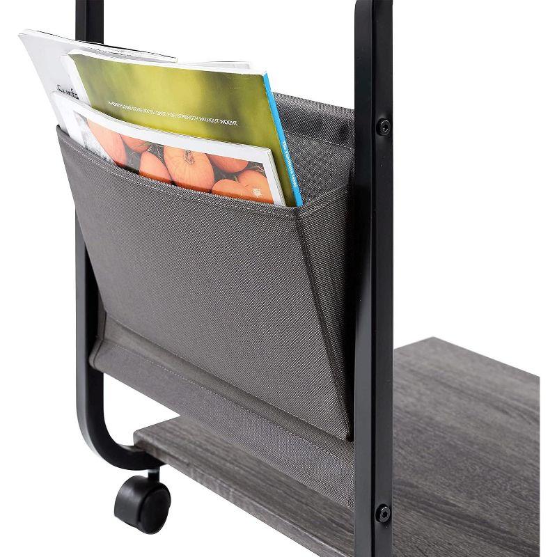 Seville Classics C Shaped End Table TV Tray on Wheels