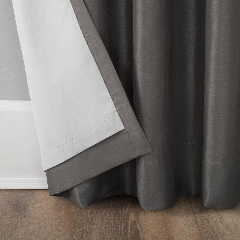 Faux Dupioni Silk Thermal Extreme 100% Blackout Back Tab Curtain Panel