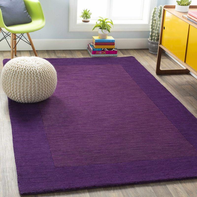 Greene Dark Purple Wool High Pile Rectangular Rug