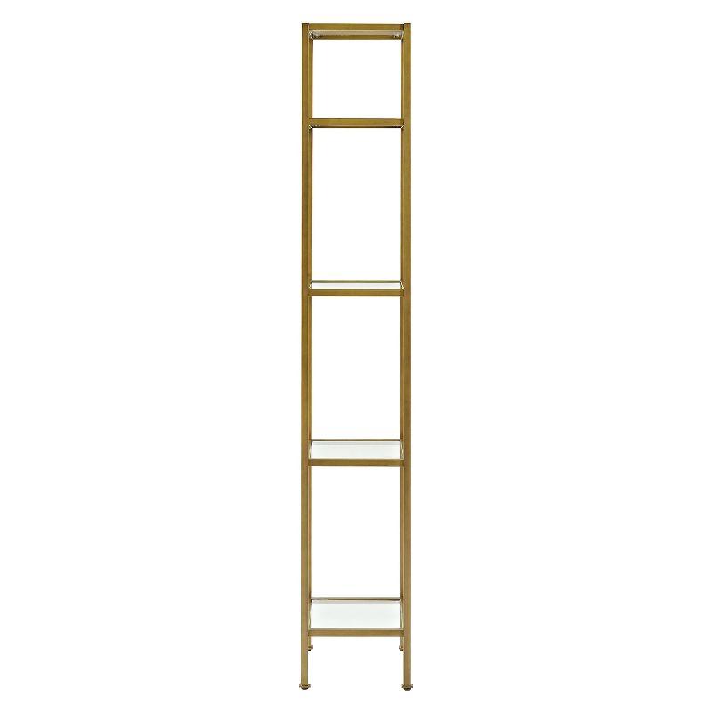 73" Aimee Narrow Etagere - Crosley: Modern Luxury Glass Shelf Unit, Powder-Coated Steel Frame, 4-Tier